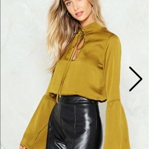 Nasty Gal silk long sleeve crop